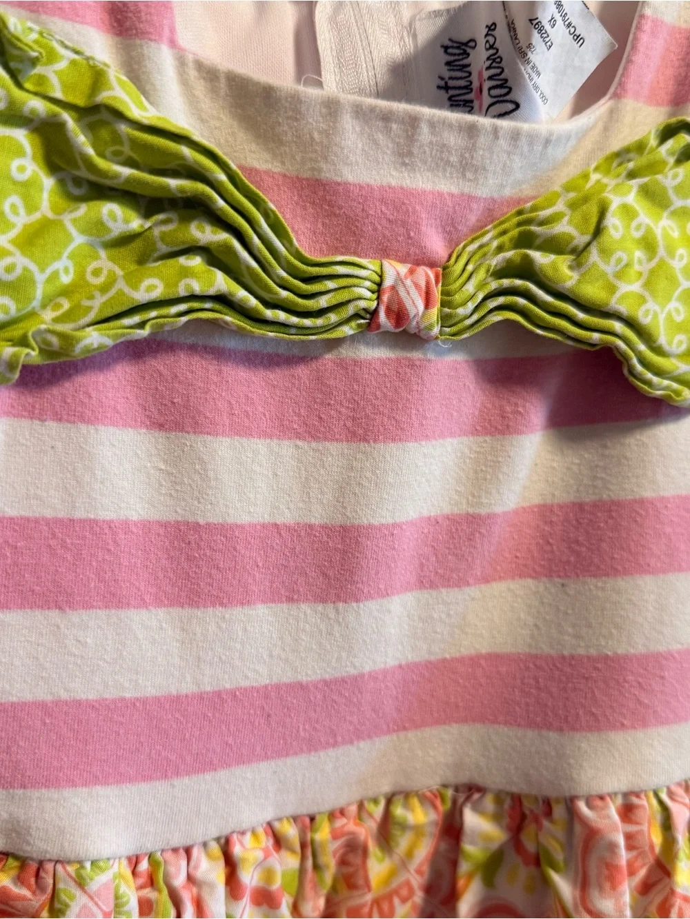 Counting Daisies | Girls Pink & Lime Bow-Accent Dress